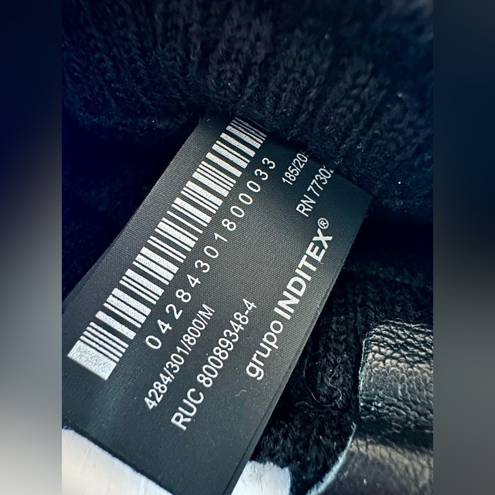 NEW! ZARA LEATHER Gloves Black Mens - Picture 7 of 9
